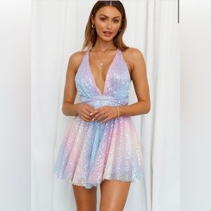 NWT Hello Molly Rainbow Butterfly Sequin Dress
